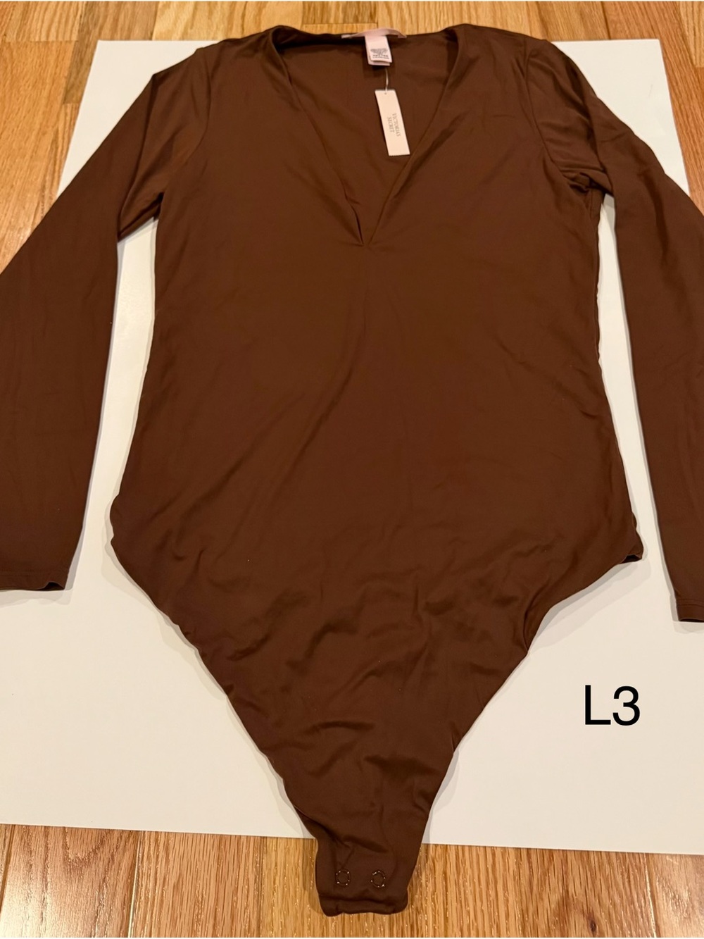 Victoria Secret Long-Sleeve One-Piece Bodysuit in Brown